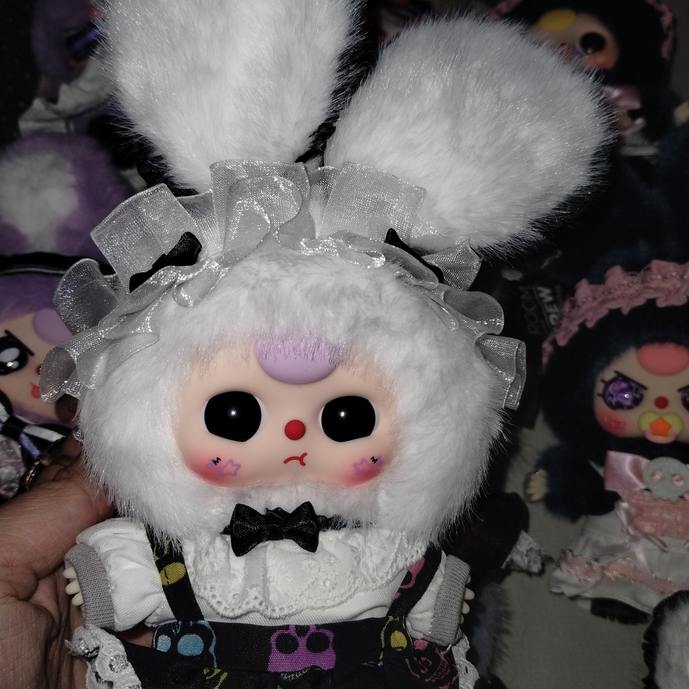 Gothic Lolita Bunny Stuffed Animal - Cream and Brown - Picture 7 of 11